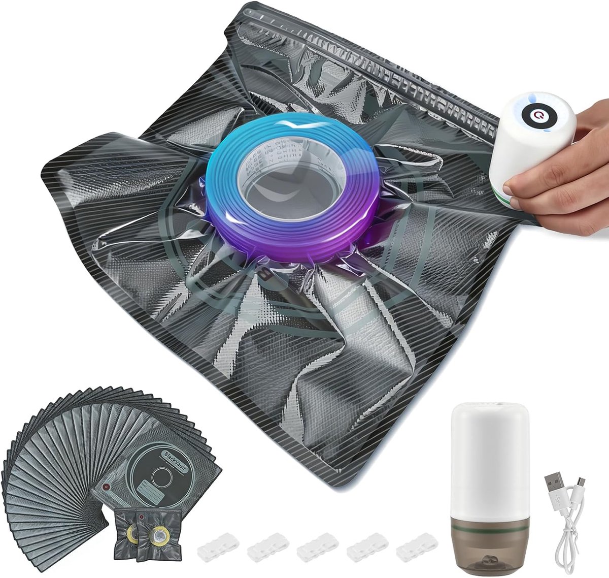 3D filament opslagset - 30 lichtdichte vacuumbags - met USB-pomp - vochtbestendig voor PLA/ABS/PETG/TPU - SnelShoppen
