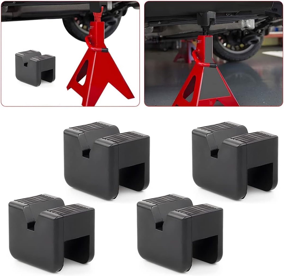 Rubberen pad voor autojacks - vierkante met groef - duurzaam en slijtvast - bescherming voor frame - SnelShoppen