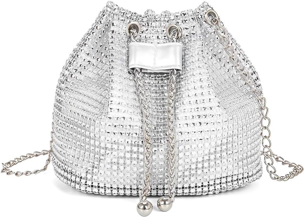 Clutch handtas glitter - kleine avondtas met ketting - elegant voor feesten - SnelShoppen