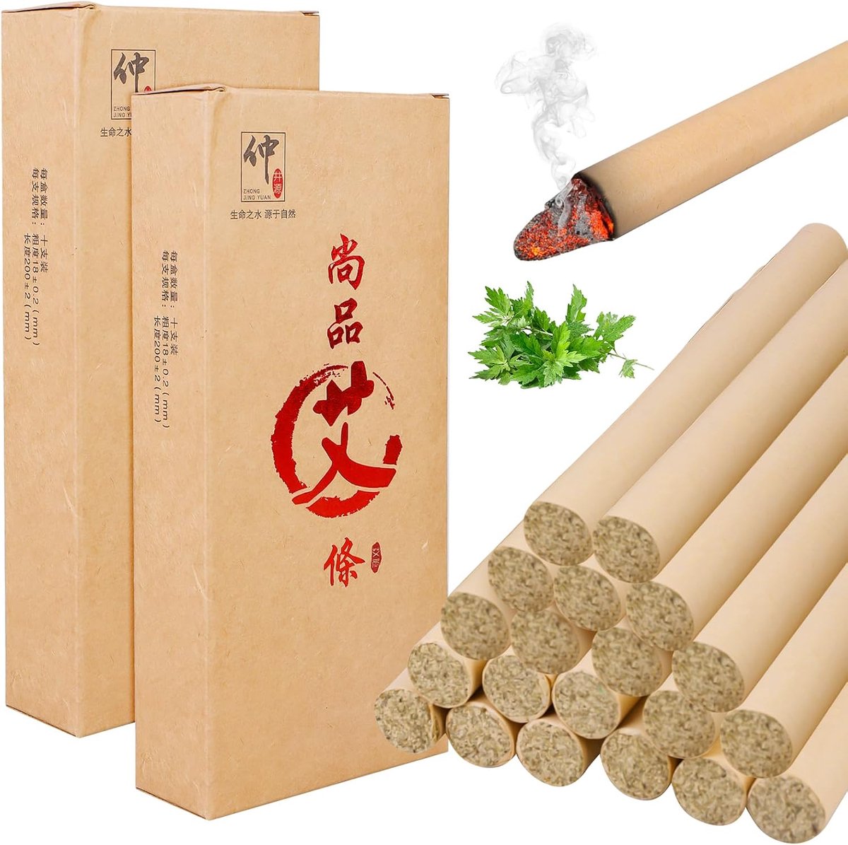 Moxa-rollen 20 m - hoogwaardige pure moxa-sigaren - 18 mm x 200 mm - voor zachte moxibustion - SnelShoppen