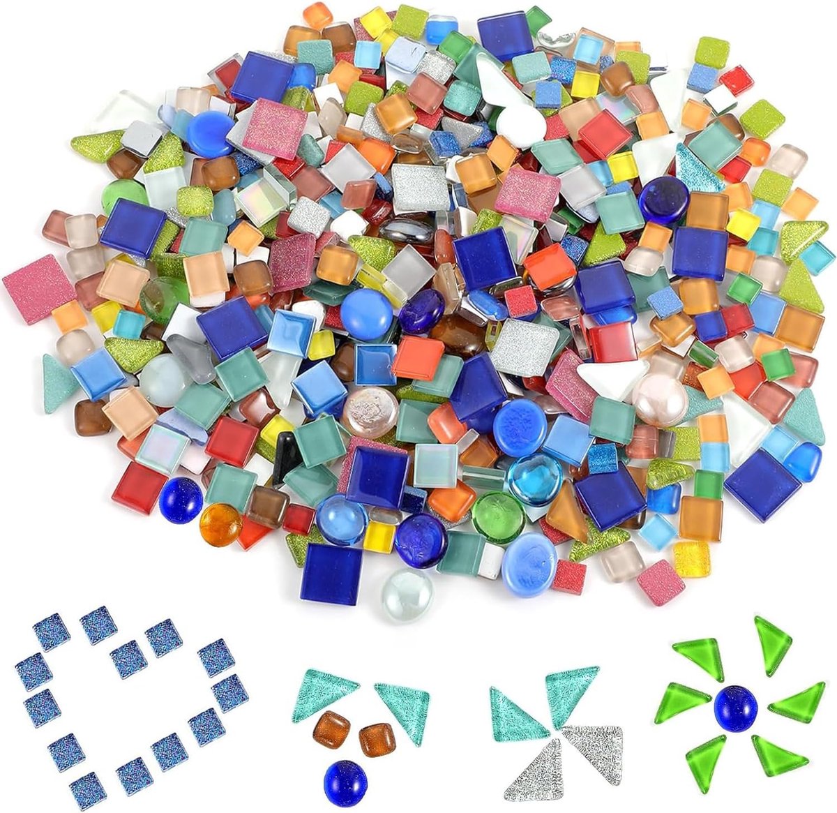 Mosaic stenen 900g - Mini glazen mozaïeksteentjes - Kleurvolle kristallen tegels - Voor creatieve bloempotten - SnelShoppen