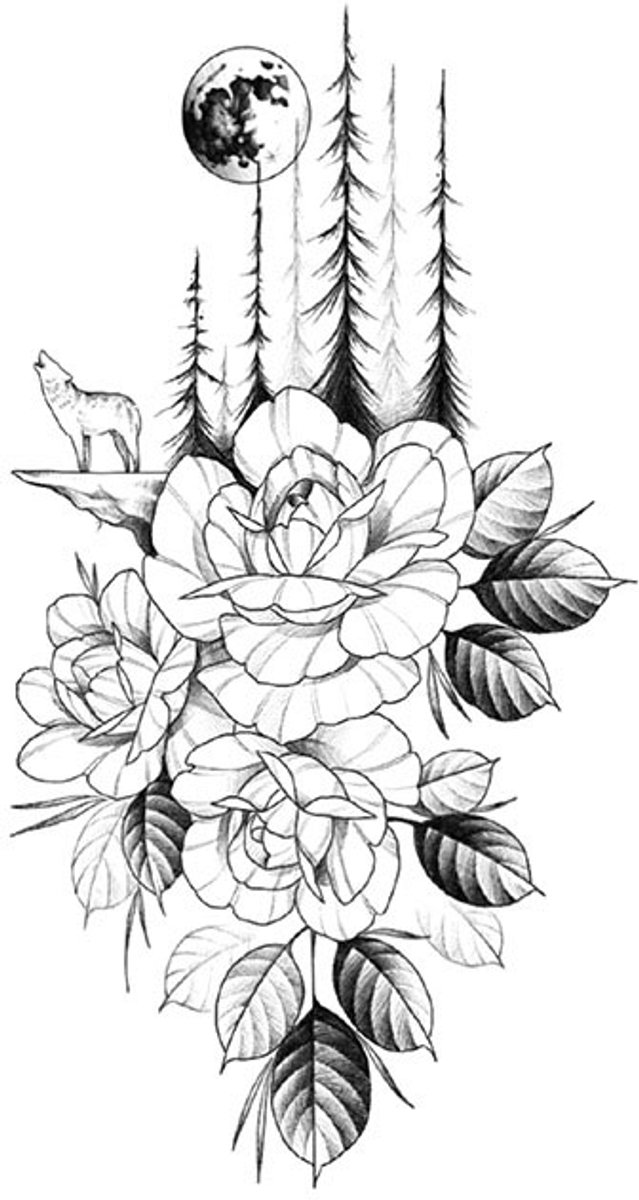 Tijdelijke tattoo bloemen moonlit kuit 3 dagen