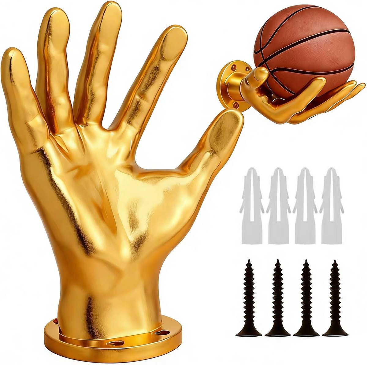 Basketbalhouder muurhand - stevige PVC - ruimtebesparend - ideaal voor sportballen - SnelShoppen