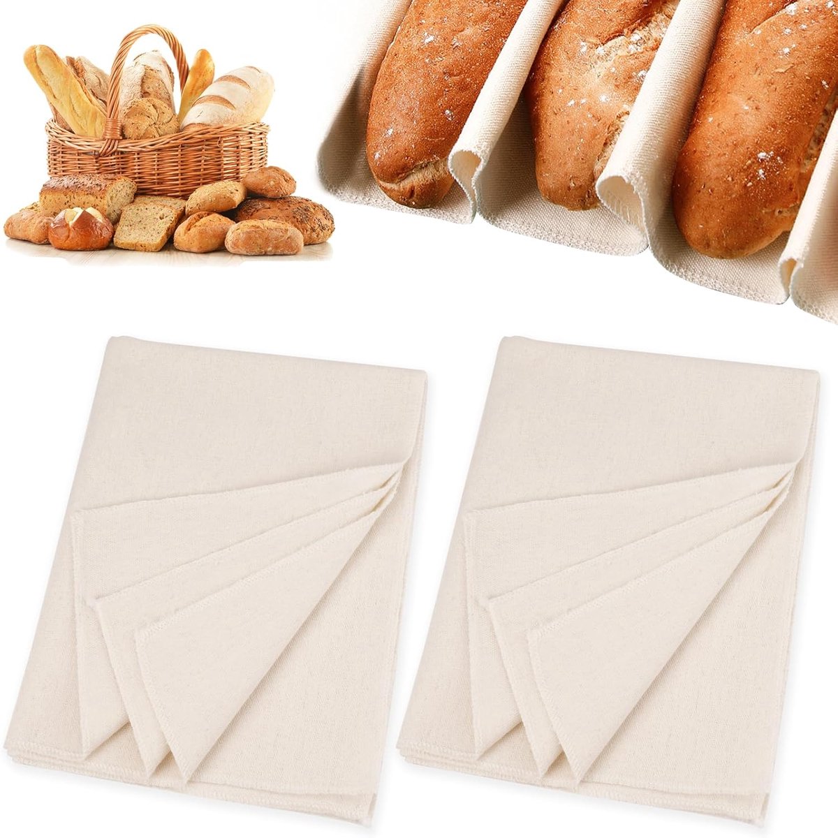 Linnen doek 150 x 60 cm - Premium baklinnen - Natuurlijke linnen voor deegbereiding - Ideaal voor brood bakken - SnelShoppen