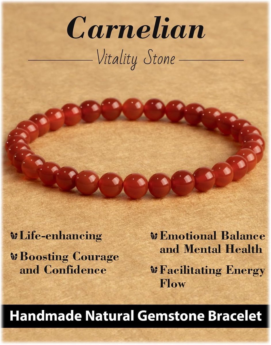 Geluksarmband 6mm - Natuurlijke Steen - Inclusief Vervangende Kralen - Perfect voor Yoga - SnelShoppen