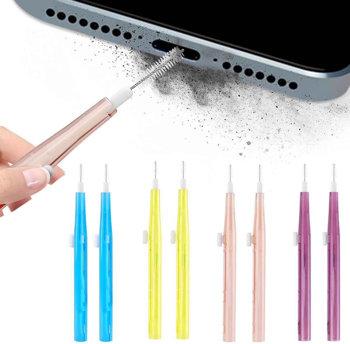 Oplaadpoort Reinigingsset 8 Pack - Multifunctionele USB-C Reinigingskit - Borstels en Haakjes - SnelShoppen