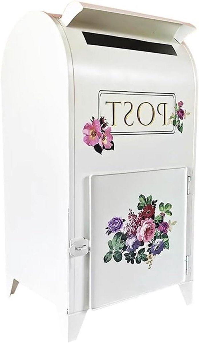 Staande Brievenbus - Buitenbrievenbus Postbus - Post Ontvangen - Bloemenmotief Decoratie - 20x21x41 cm - Veelkleurig