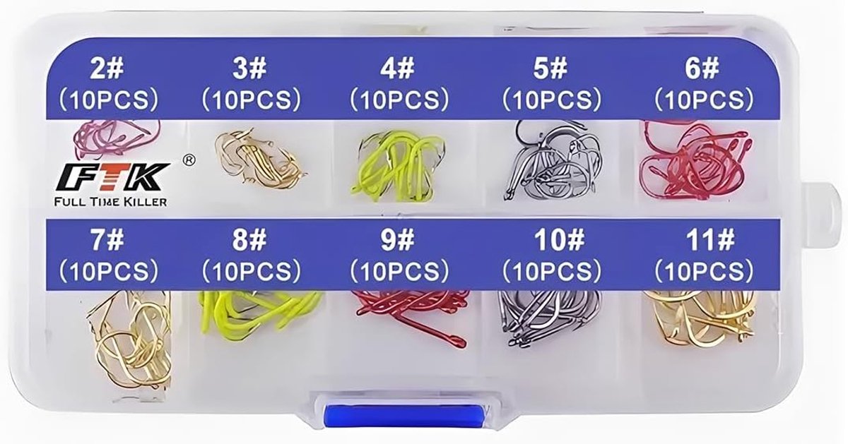 Vissershaak Set 100pcs - Diverse Maten - Ultra-scherp - Perfect voor Karpervissen - SnelShoppen