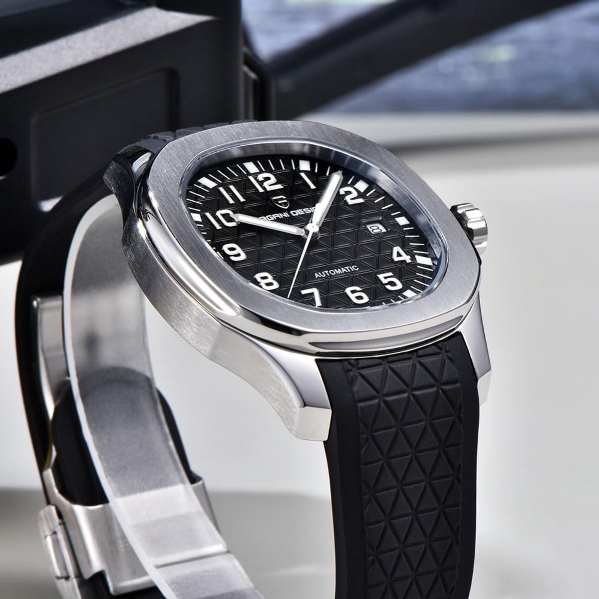Heren Automatische Mechanische Horloge - Octagonaal Stalen Kast - Japanse 8215 Beweging - SnelShoppen