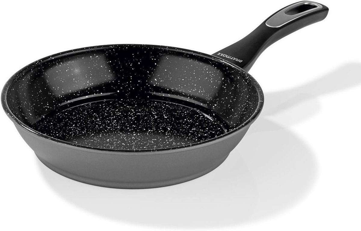 Keramische pan 24 cm - antraciet - staal - koken zonder olie - SnelShoppen