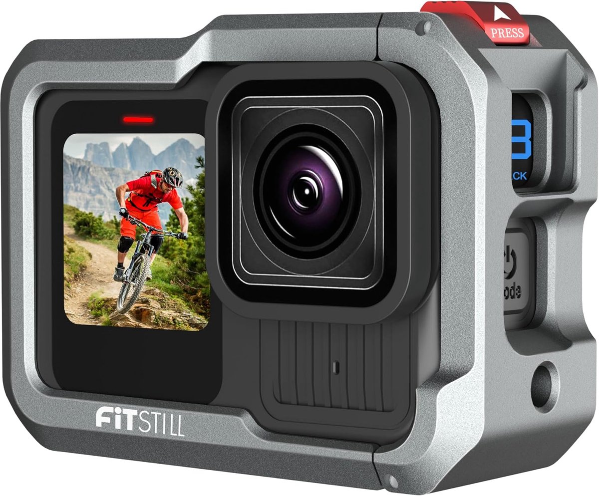 Aluminium beschermcase Go Pro Hero 13/12/11/10/9 - met lensbescherming - dual hot shoe connector - SnelShoppen