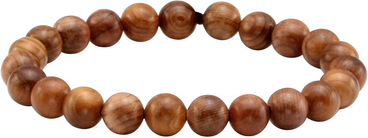 Houten kralen armband 8 mm - elastisch - natuurlijk - perfect voor yoga - SnelShoppen
