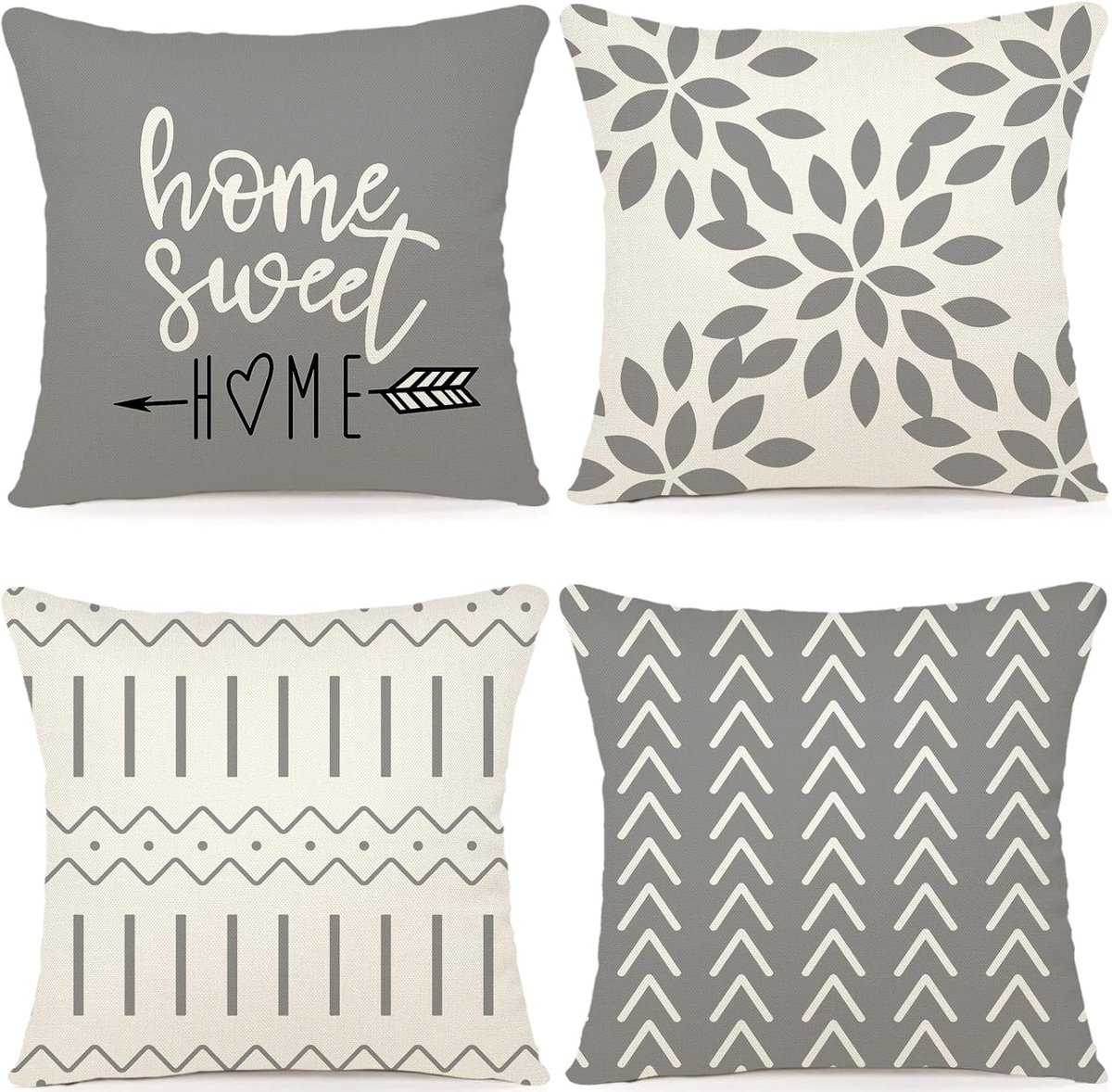Kussenhoezen set van 4 - Linnen 50x50cm - Decoratief voor bank en bed - Ademend en duurzaam - ShopVlot