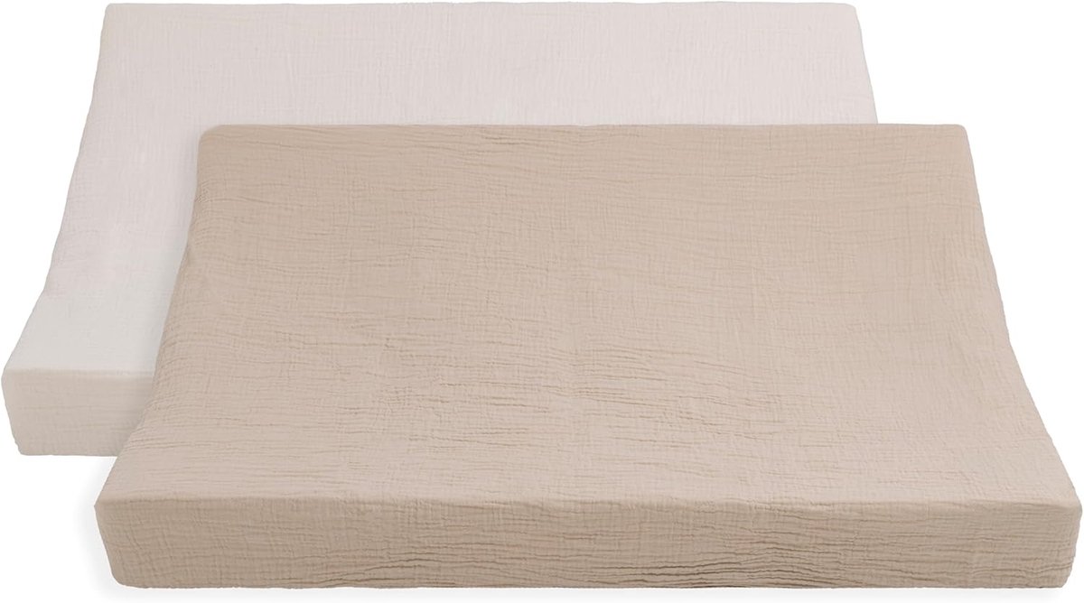 Verschoonmat cover 45x70 cm - Jersey beige/linnen - Wasbaar en kleurvast - Ideaal voor het aankleden - ShopVlot