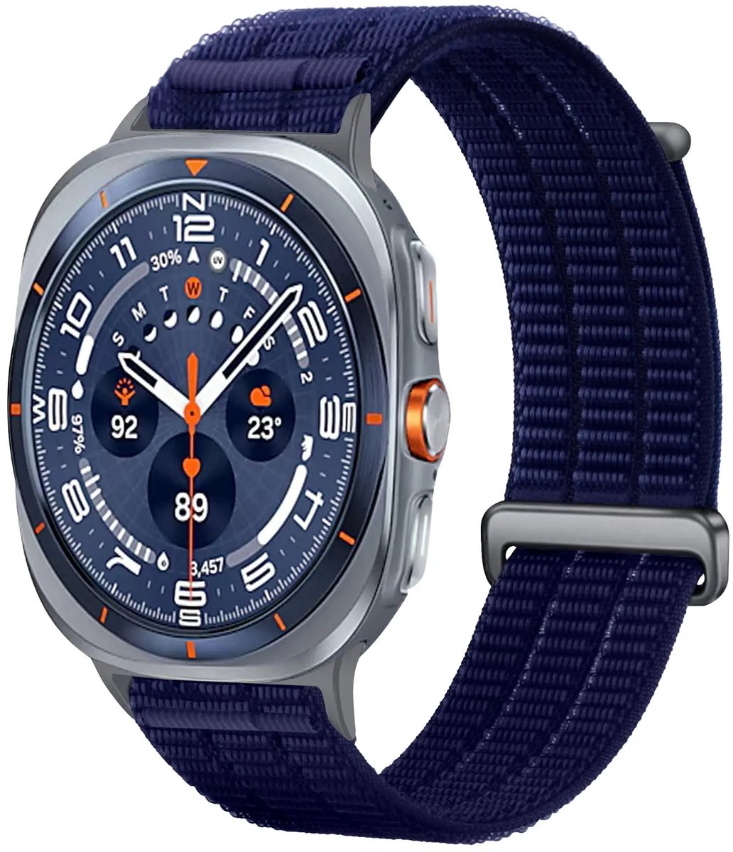 Strap-it Nylon 'Air' bandje geschikt voor Samsung Galaxy Watch Ultra 2 (2026) / Ultra (2024/2025) - Donkerblauw