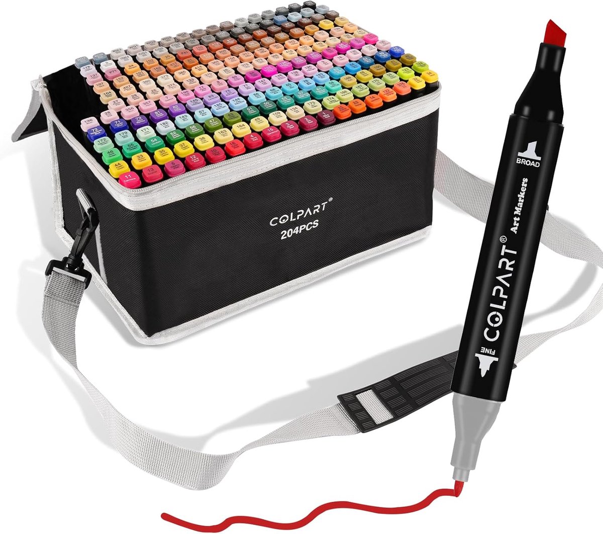 Alcohol Markers 204 Kleuren - Dual Tip Art Markers - Sneldrogend en Vervagingsbestendig - Perfect voor Kleurplaten - ShopVlot