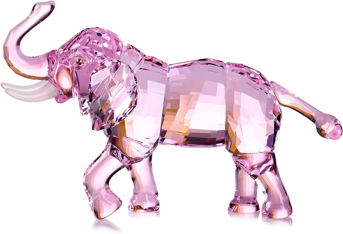 Olifant beeldje - K9 kristal - Roze - Perfect cadeau voor olifantenliefhebbers - ShopVlot
