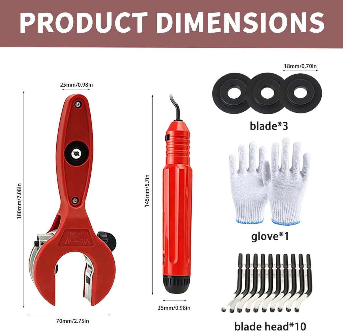 SnelShoppen - Pipe Cutter 8-29 mm - Ratchet Tube Cutter Set met 3 Blades, 10 Trimming Heads, Gloves - Perfect voor RVS en Koper Buizen