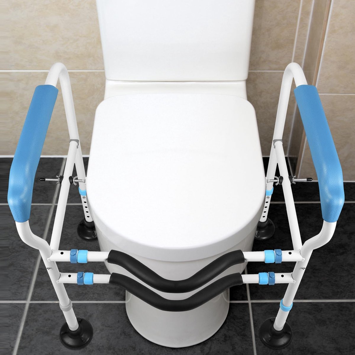 Toilet steun voor senioren - verstelbaar in hoogte en breedte - versterkte zuignappen - ergonomische ondersteuning - ShopVlot