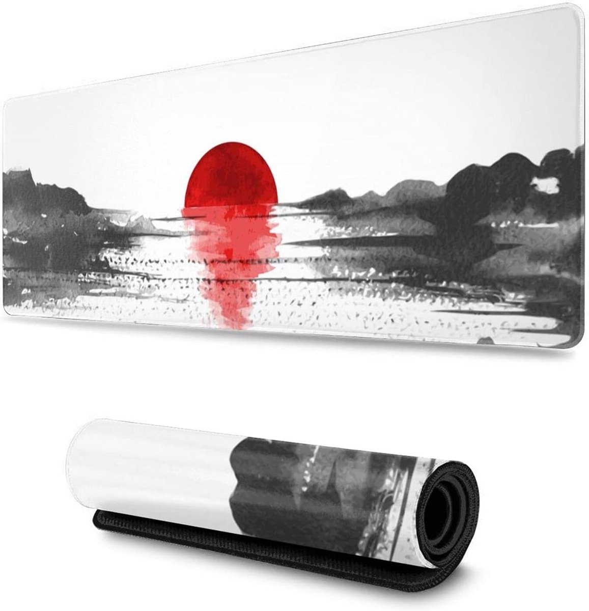 Mousepad XL - Motief Japanse Meer met Rode Zon - Uitgebreid Desk Pad - Perfect voor gaming en werken - ShopVlot
