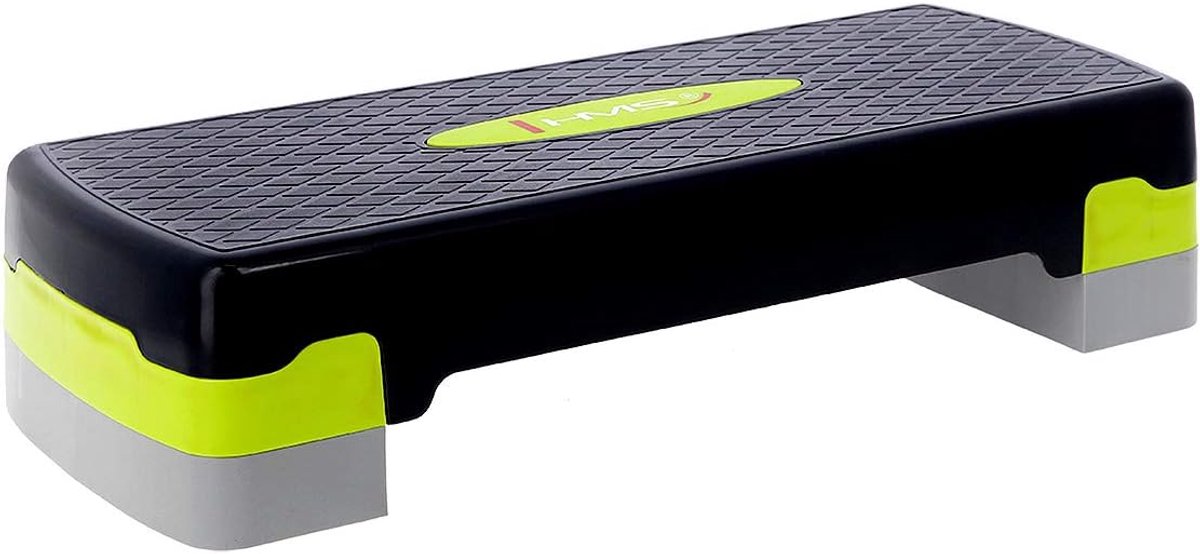 Fitness stepper - 67 cm - groen-grijs - verstelbaar met 3 hoogtes - ideaal voor cardio training - ShopVlot