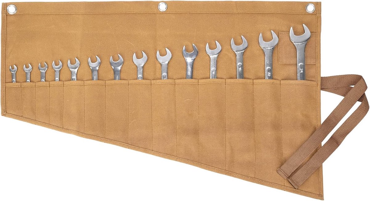 Toolroll tas 14 vakken - robuust katoen - waterdicht - ideaal voor gereedschap - ShopVlot