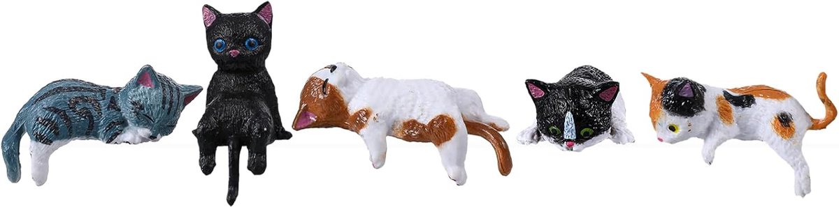 Auto-accessoires katten - 5 miniatuur figuren - schattige dashboard decoratie - perfect voor kattenliefhebbers - ShopVlot