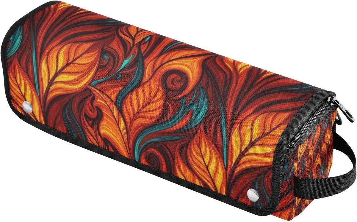 Haarstyling Organizer - Reistas Krultang - Reisbenodigdheden Organiseren - Hittebestendig Materiaal - 37 x 10 x 10 cm - Abstracte Bladeren