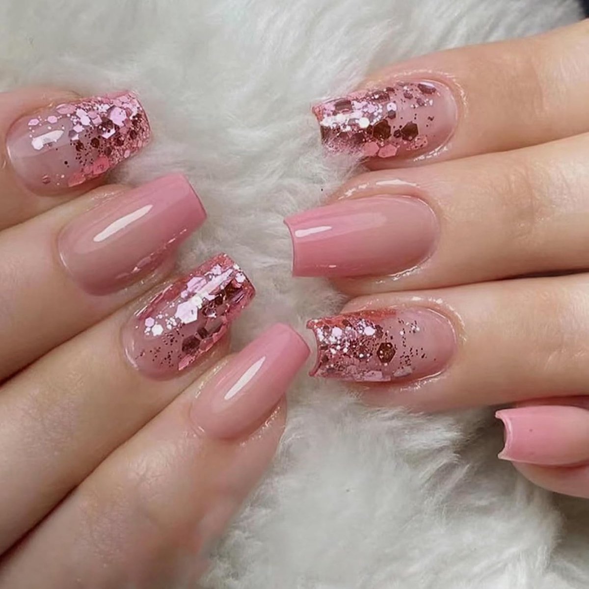 Valse nagels 24 stuks - Franse stijl - Blauw paarse gradient - Herbruikbaar met elegant design - ShopVlot