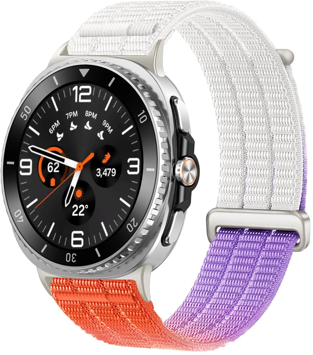 Strap-it Nylon 'Air' bandje geschikt voor Samsung Galaxy Watch 9 (40/44mm) / Watch 8 (40/44mm) / Classic (46mm) - Gradient Oranje