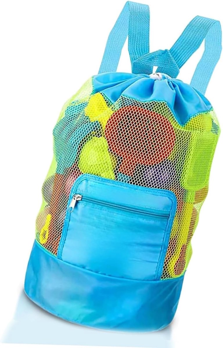 Strandtas voor speelgoed - grote opvouwbare nettas - met afvoer voor zand en water - ideaal voor stranduitjes - ShopVlot