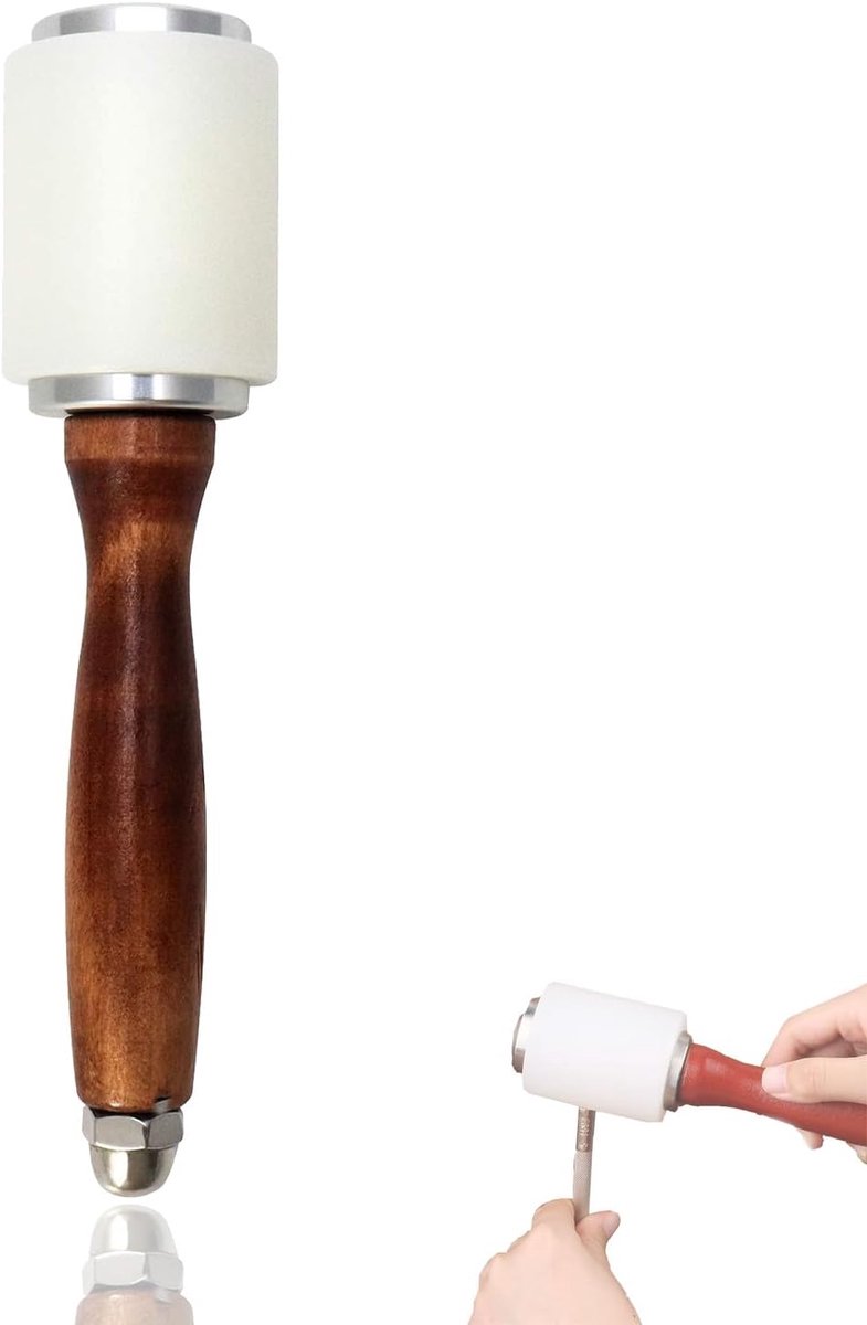 Hamer voor leerbewerking 21 cm - nylon en houten handvat - ergonomisch ontwerp - ideaal voor ambachtelijk gebruik - ShopVlot
