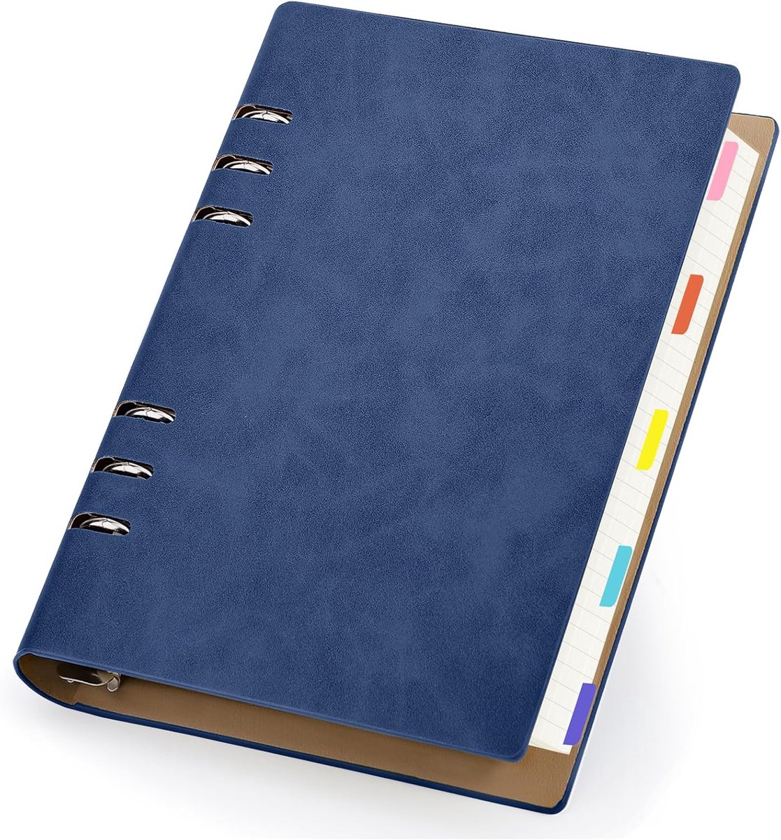 A5 notebook donkerblauw PU leer - 14x21cm - 100gsm 5mm vierkant papier - ideaal voor aantekeningen - ShopVlot