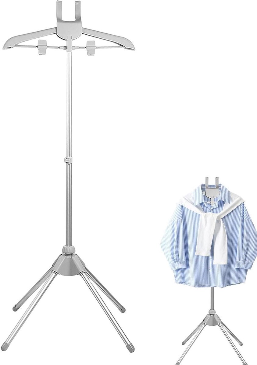 Kledingrek Stoompan - Stoomer Standaard - Kleding Stomen - Verstelbaar Hoogtebereik - 85-160 cm - Grijs