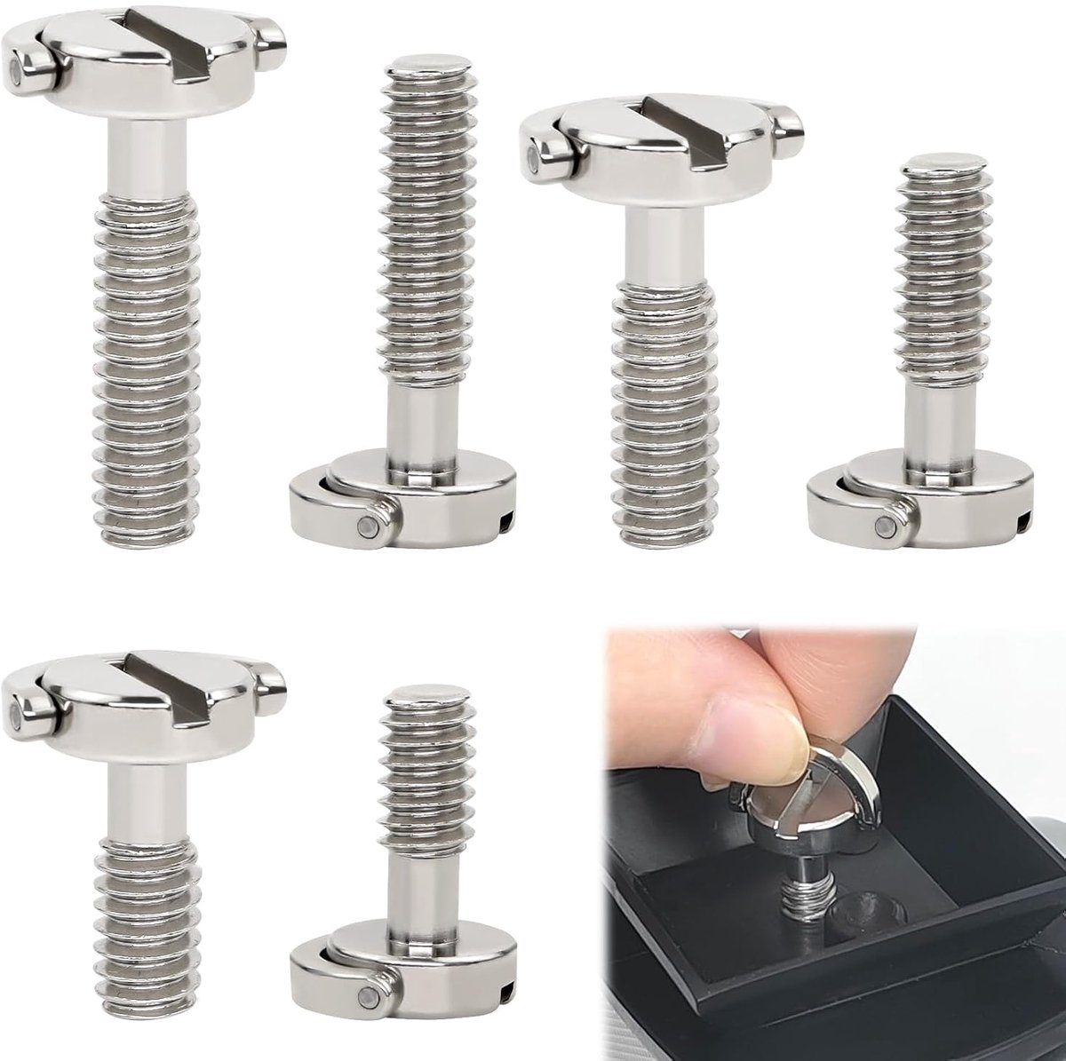Camera schroeven 1/4 inch - RVS D-ring schroeven - 3 maten voor camera statieven - SnelShoppen