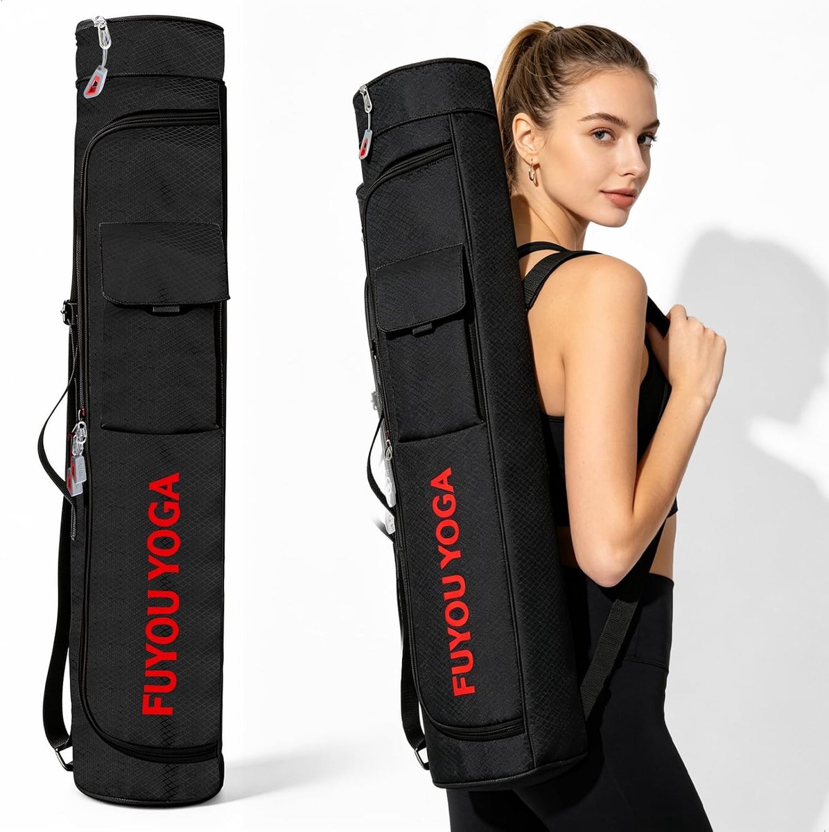 Yogamattas met zijritssluiting - yogatas met opbergvak - ideaal voor yogamatten en handdoeken - SnelShoppen