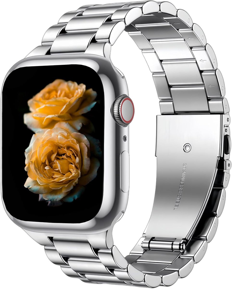 Stainless Steel Horloge Band 38/40/41/42/44/45/46/49mm - RVS - Veilige Vouwsluiting - Geschikt voor Apple Watch - SnelShoppen