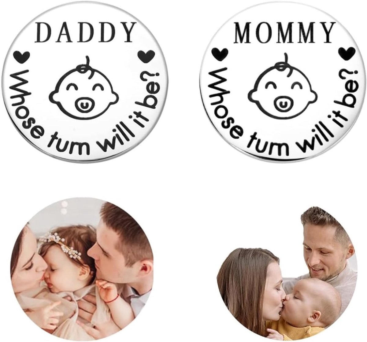 Beslissingsmunt voor ouders - zilver - eerlijke keuze voor ouders - ideaal voor zwangerschap en kraamfeest - SnelShoppen