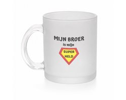 mijn broer is mijn superheld theeglas frosted - 330 ML - Broer - super broer - theemok - theeglazen - koffiebeker - verjaardag - cadeautje voor broer - broer artikelen - kado - geschenk