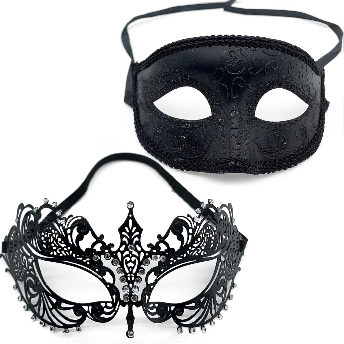 masker voor carnaval - 2-delig - metalen diamant - stijlvolle uitstraling - SnelShoppen