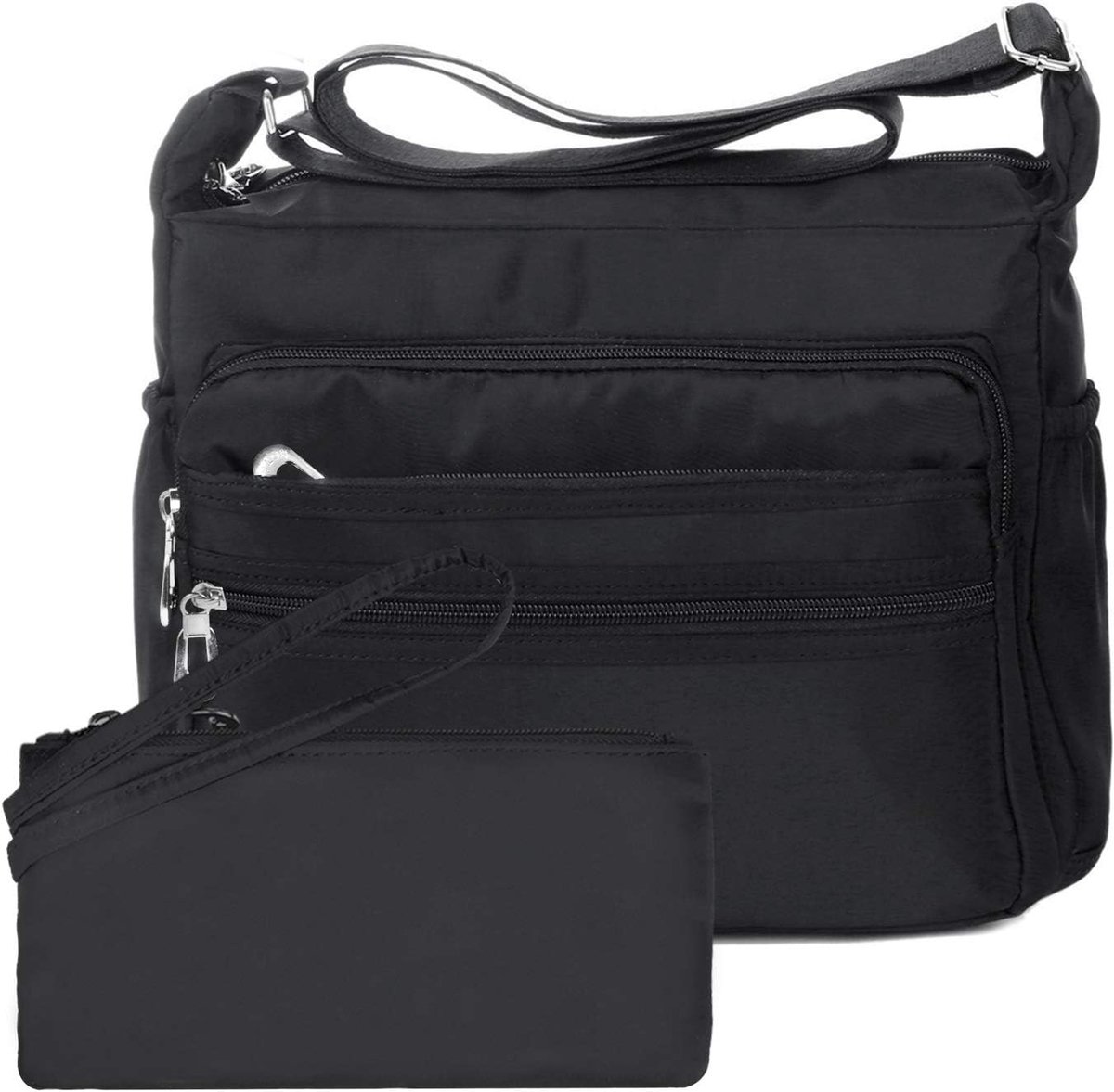 Crossbody tas voor vrouwen - waterdichte nylon schoudertas - met veel vakken - veilig met RFID-portemonnee - SnelShoppen