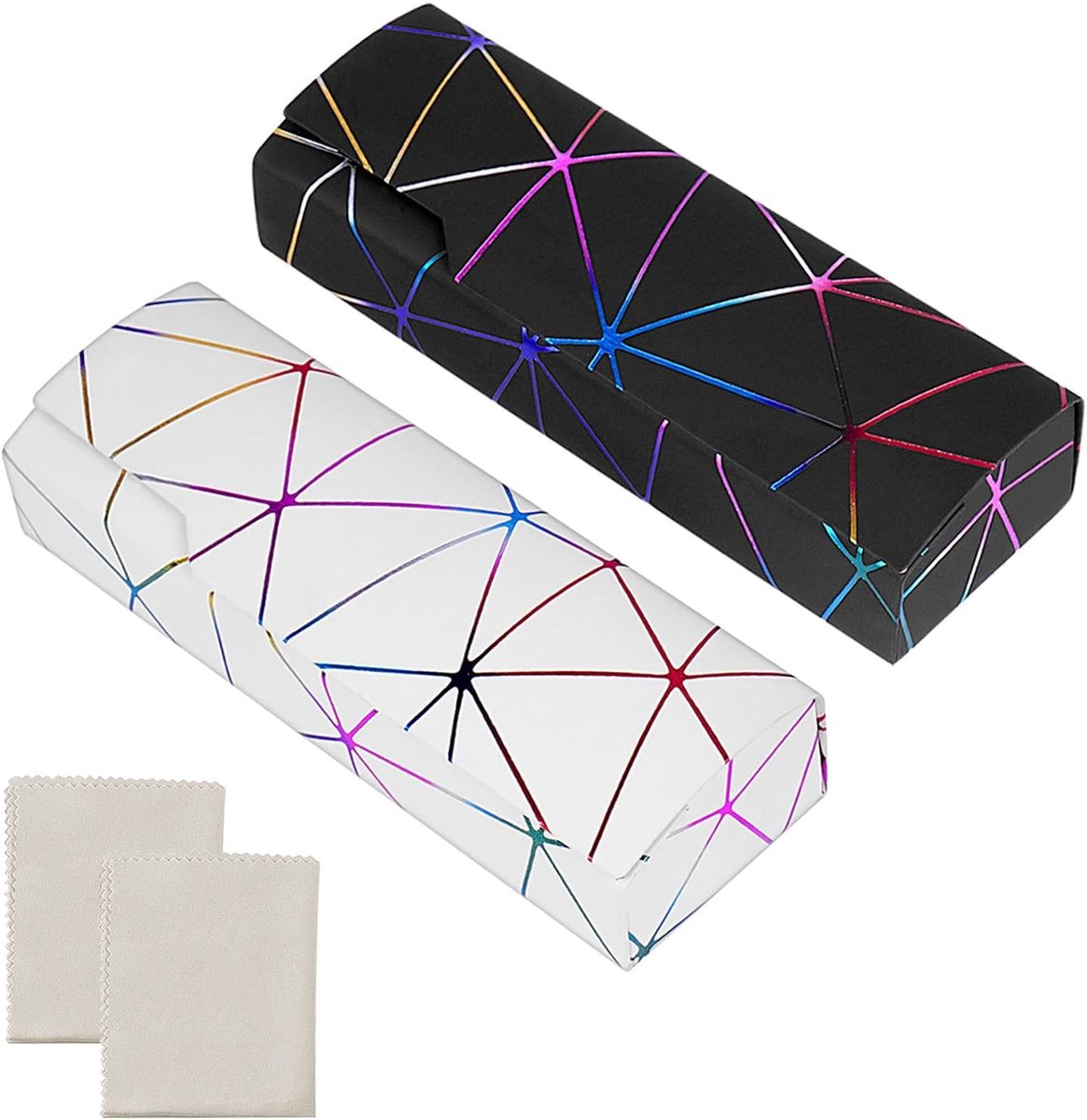 Brilhouder 2Pcs - Multifunctionele PU Leren Etui - Voor Zonnebrillen en Leesbrillen - Inclusief Poetsdoek - SnelShoppen