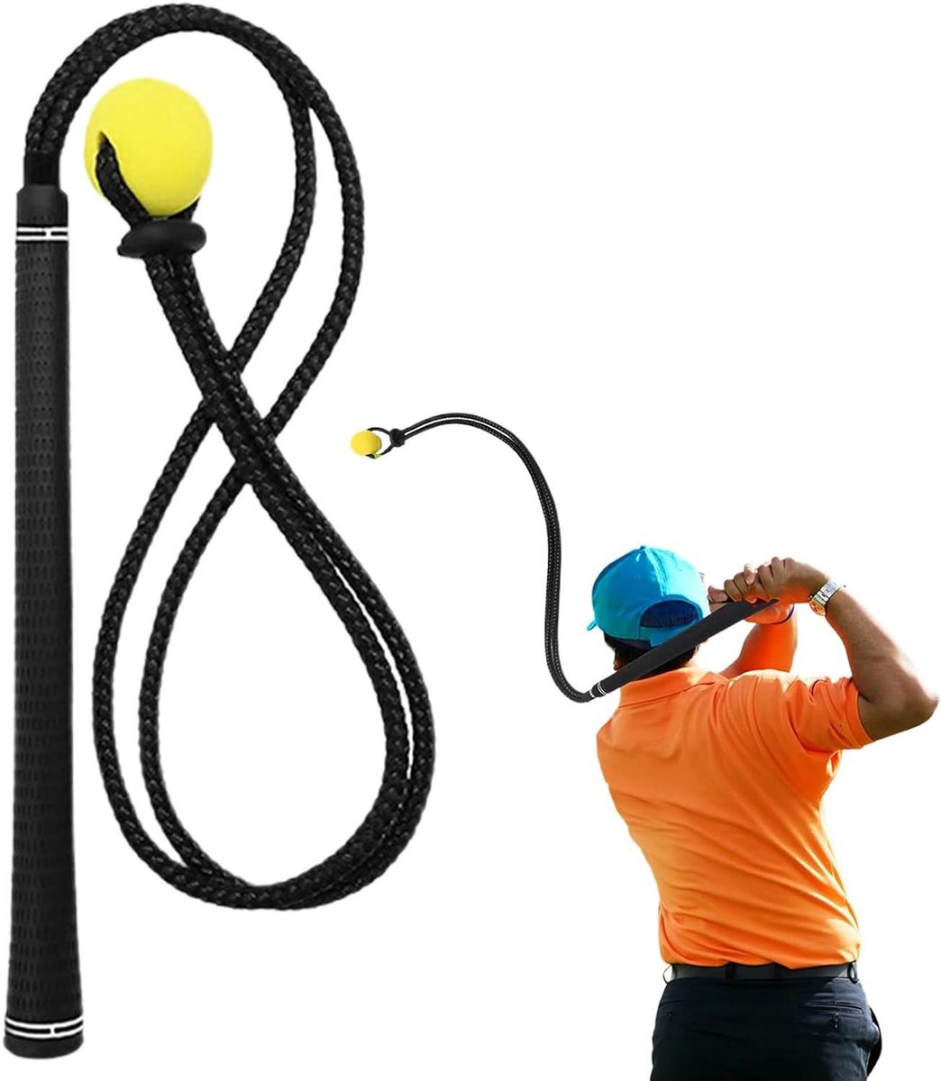 Golf Swing Trainer - Golf Touw Oefenapparaat - Golfvaardigheid Verbeteren - Instelbare Intensiteit - 96 cm - Zwart