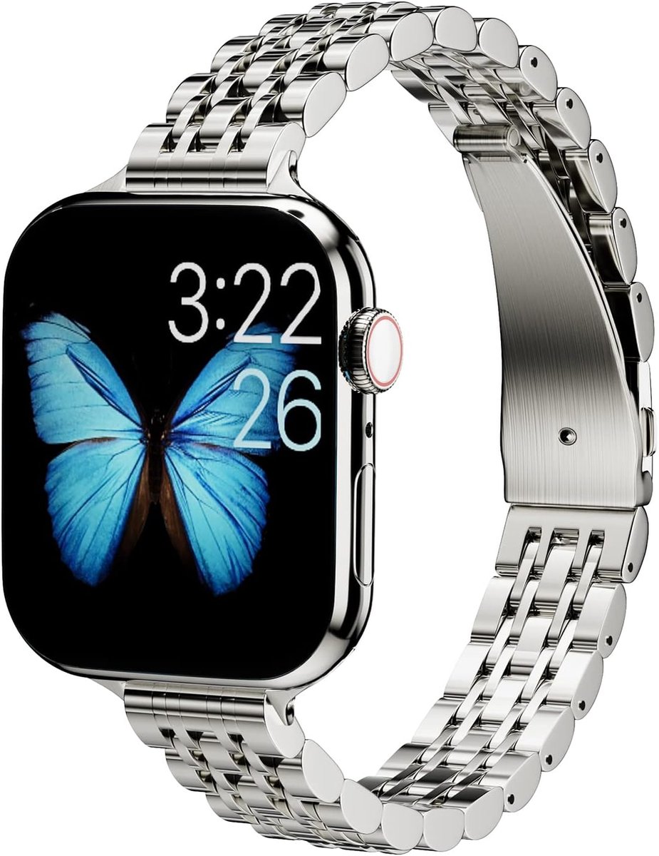Horlogeband voor Apple Watch 41 mm 40 mm 38 mm - Slank roestvrij staal - Verstelbaar en vrouwelijk design - SnelShoppen