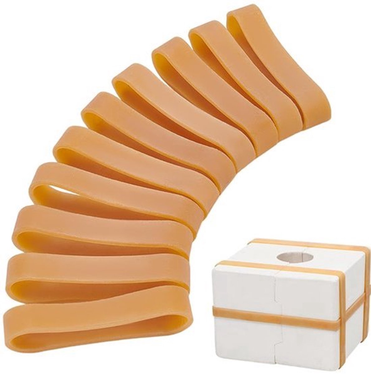 Pack van 14 Robuuste Elastieken - Hoge Elasticiteit - Sandbruin - 20,3 x 1 cm