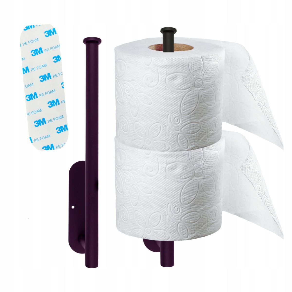 Merkloos Zelfklevende Toiletrolhouder - Zwart Metaal - Geen Boren Nodig