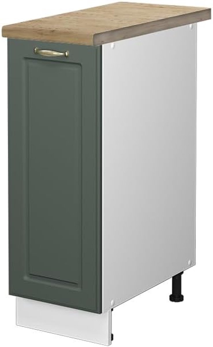 Apotheekkast Keuken - Medicijnkastje Landhuis - Medicijnen Opbergen - Soft-close Scharnieren - 30 cm Breed - Groen-Goud