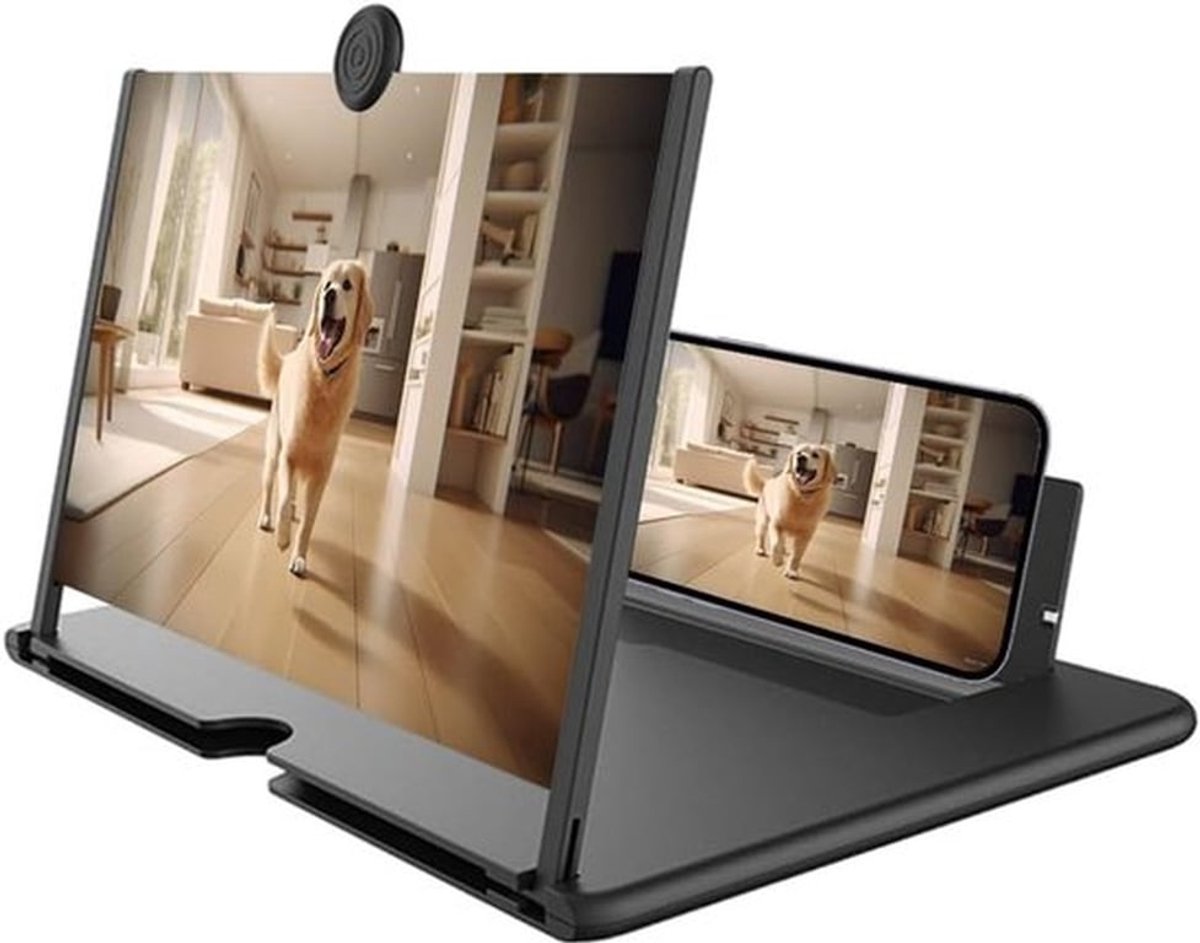 Smartphone schermvergrootglas, 3D HD opvouwbaar vergrootglas met telefoonhouder, verstelbare hoek, draagbaar universeel vergrootglas voor ouders en gezinnen, geschikt voor films, games en video's (Zwart - 10 inch).