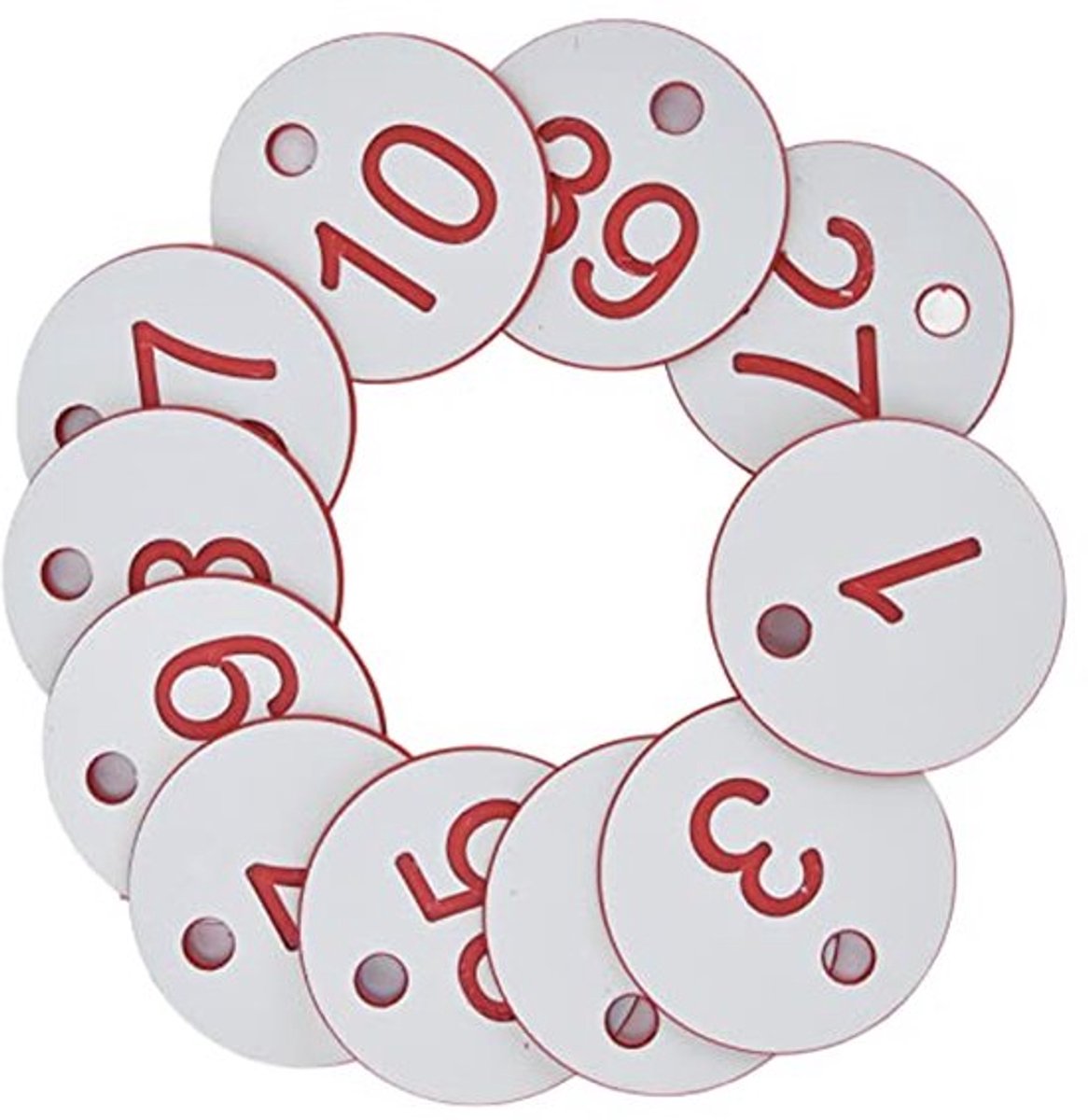 50Pcs Bijenkorf Labels, ABS Ronde Genummerde Signalen Gegraveerde Genummerde Labels met Gat Veeteelt Bijenteelt Benodigdheden (W1-50)