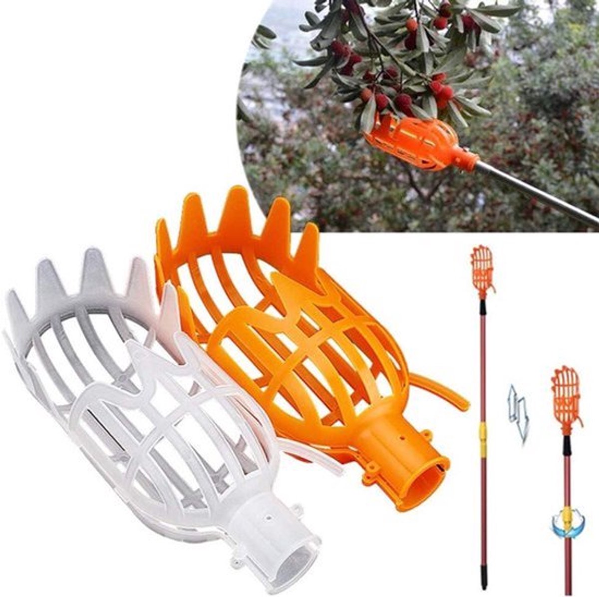 Fruit Picker Plastic Fruit Picking Basket Fruit Catcher Garden Picking Tool